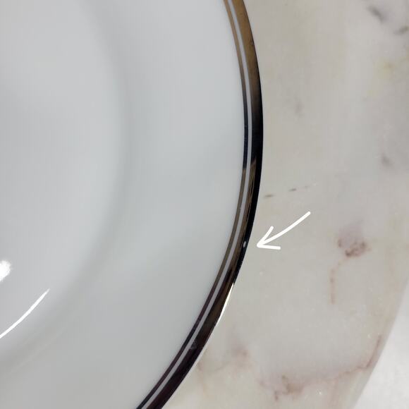 Williams Sonoma Open Kitchen Salad Plate 9" Gold Trim Porcelain 2-Pc Dinnerware - Picture 12 of 15